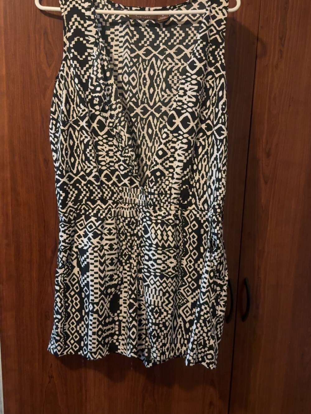 Black & White Geometric A-Line Romper